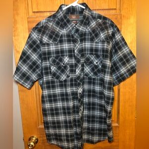 PAINTED MESA MEN’S SHORT SLEEVE WESTERN SHIRT, SNAP CLOSURE, SIZE XL